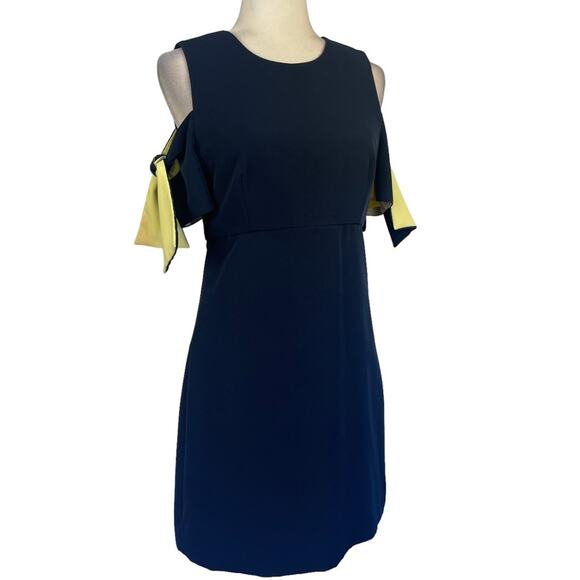 Milly Mini Cocktail Dress Cold Shoulder Short Sleeve Navy and Lime Size 6 - Picture 6 of 12
